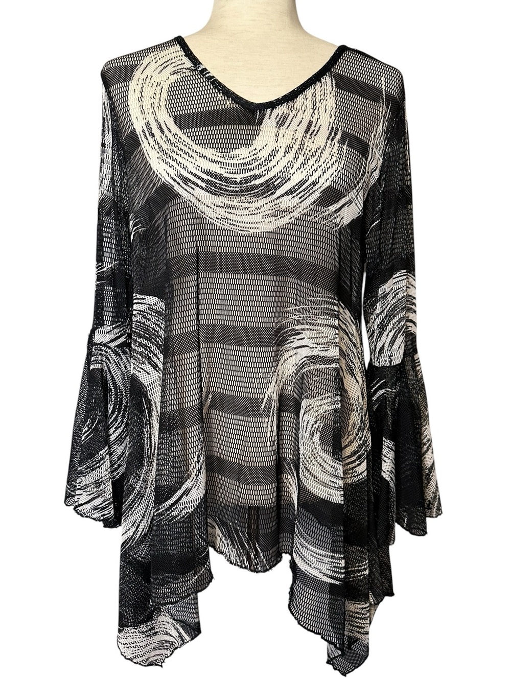 Dor Dor Couture Mesh Tunic Bell Sleeve Whimsigoth Witchy Fairy Goth Lagenlook L